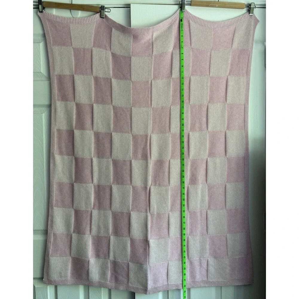 Alashan Cotton Cashmere Blend Charlie Knit Baby Blanket Bermuda Pink Checked